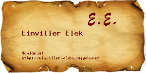 Einviller Elek névjegykártya
